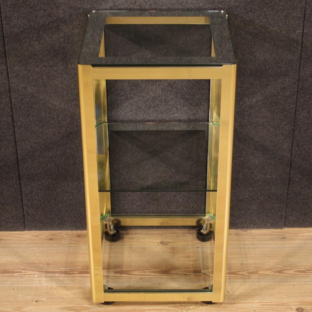 20th Century Golden Metal and Glass Italian Design Side Table, 1980 1