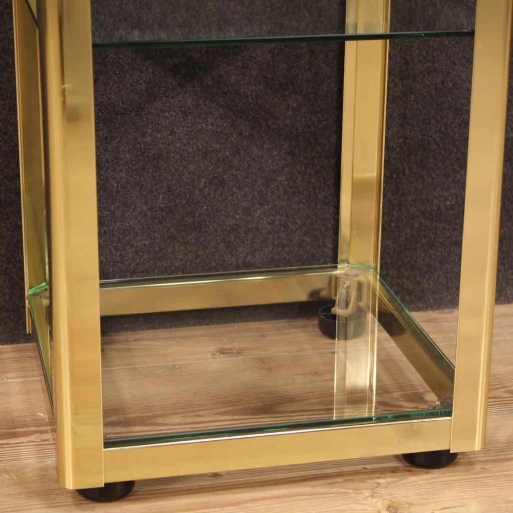 20th Century Golden Metal and Glass Italian Design Side Table, 1980 2