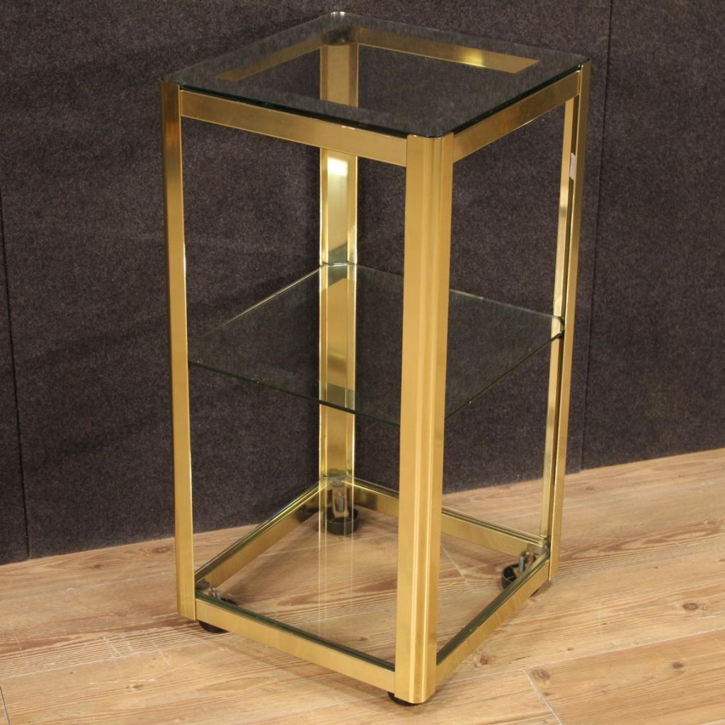 20th Century Golden Metal and Glass Italian Design Side Table, 1980 4