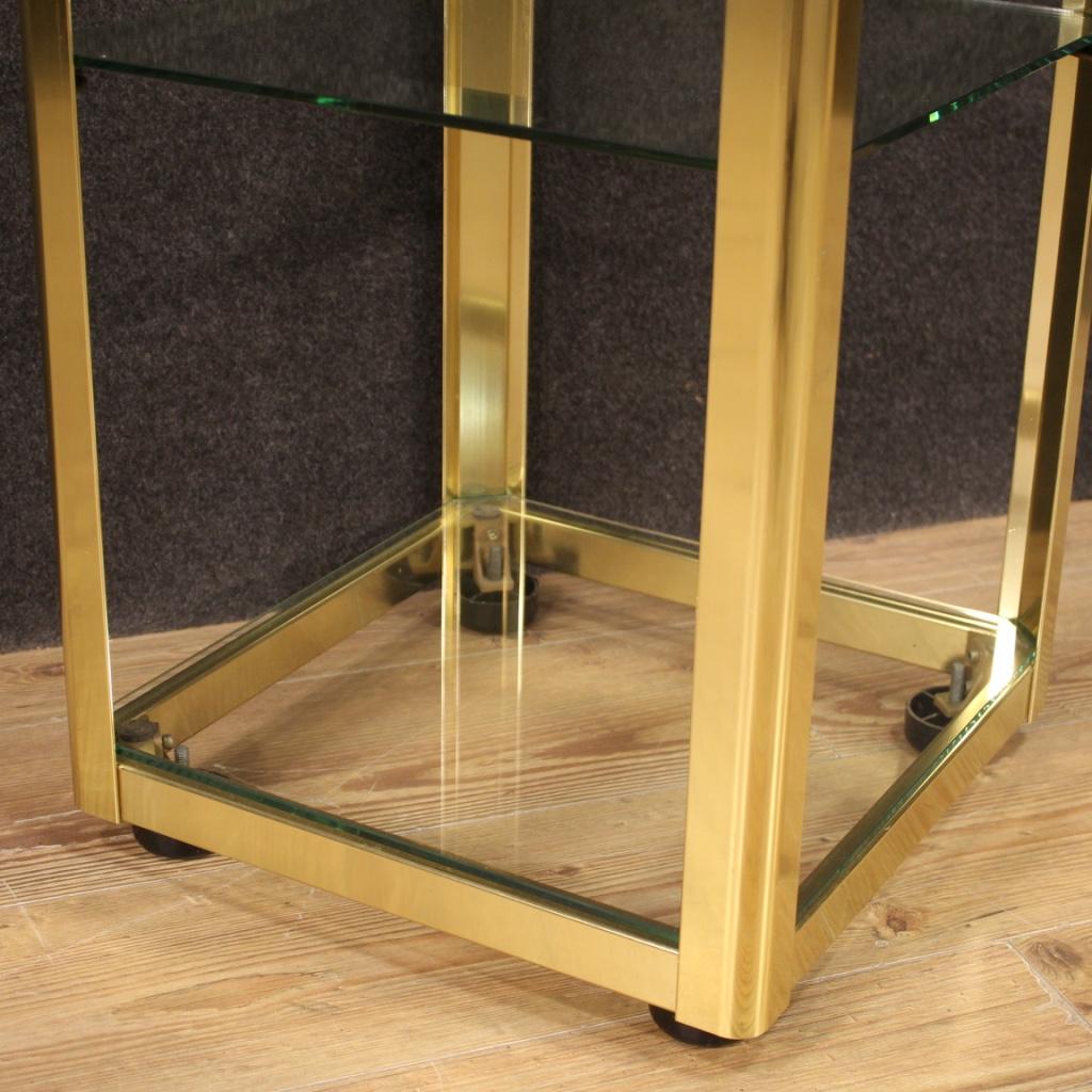 20th Century Golden Metal and Glass Italian Design Side Table, 1980 5
