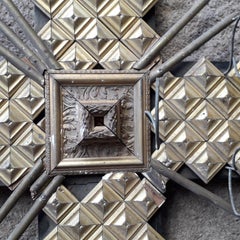 20th Century Golden Wood Cross with Photophores