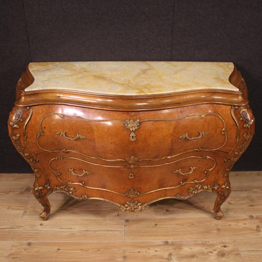 20th Century Golden Wood with Onyx Top Venetian Chest of Drawers, 1950 For Sale 6