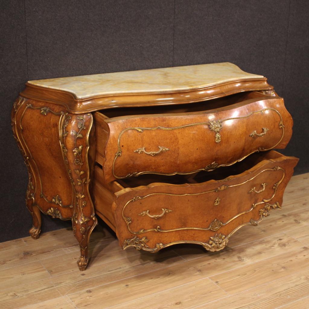 20th Century Golden Wood with Onyx Top Venetian Chest of Drawers, 1950 For Sale 8