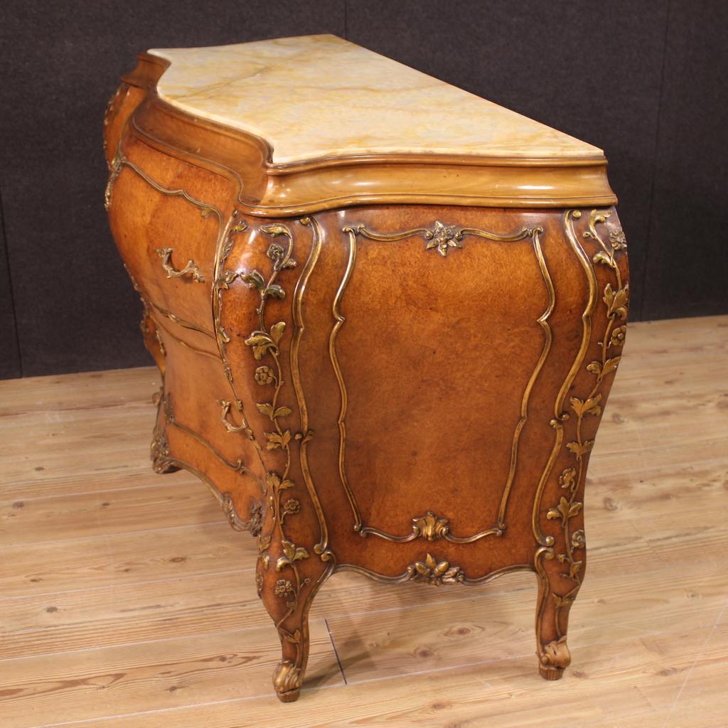 20th Century Golden Wood with Onyx Top Venetian Chest of Drawers, 1950 For Sale 5