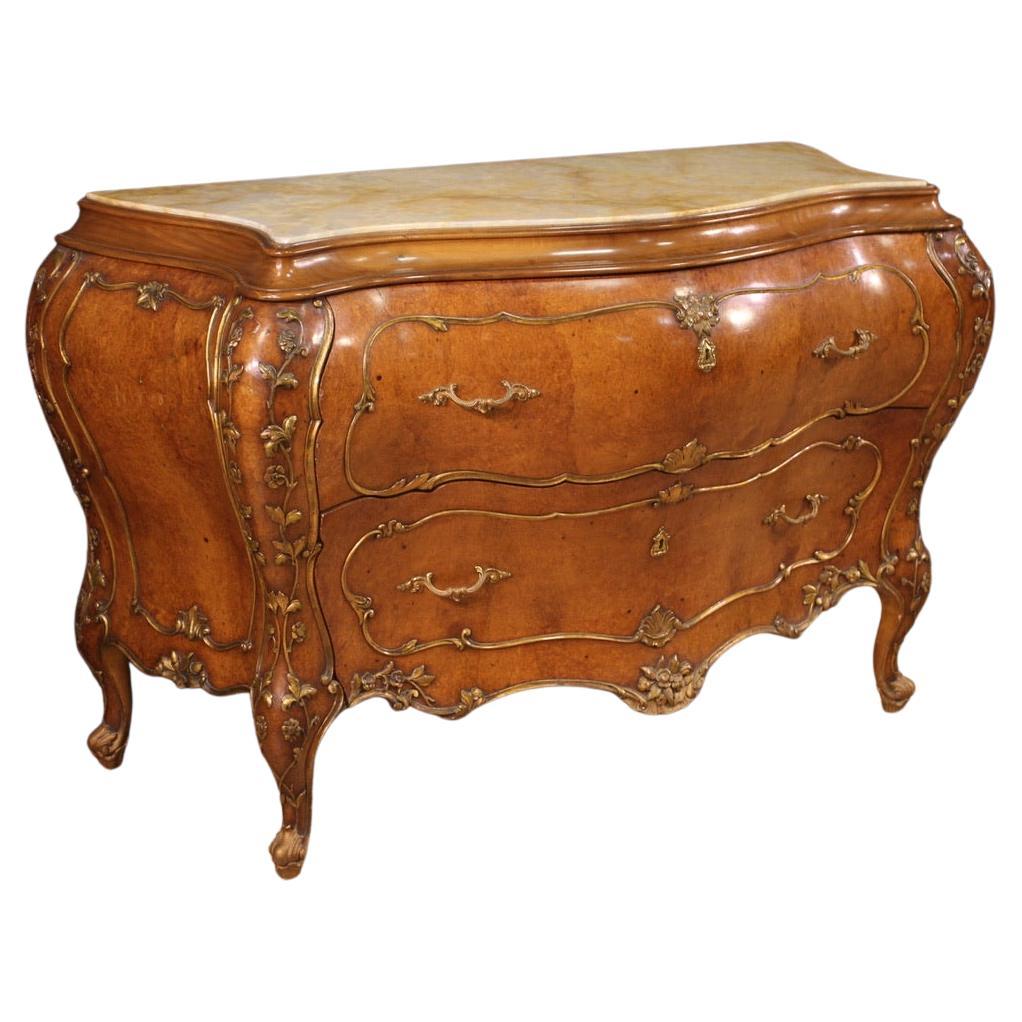 20th Century Golden Wood with Onyx Top Venetian Chest of Drawers, 1950 For Sale