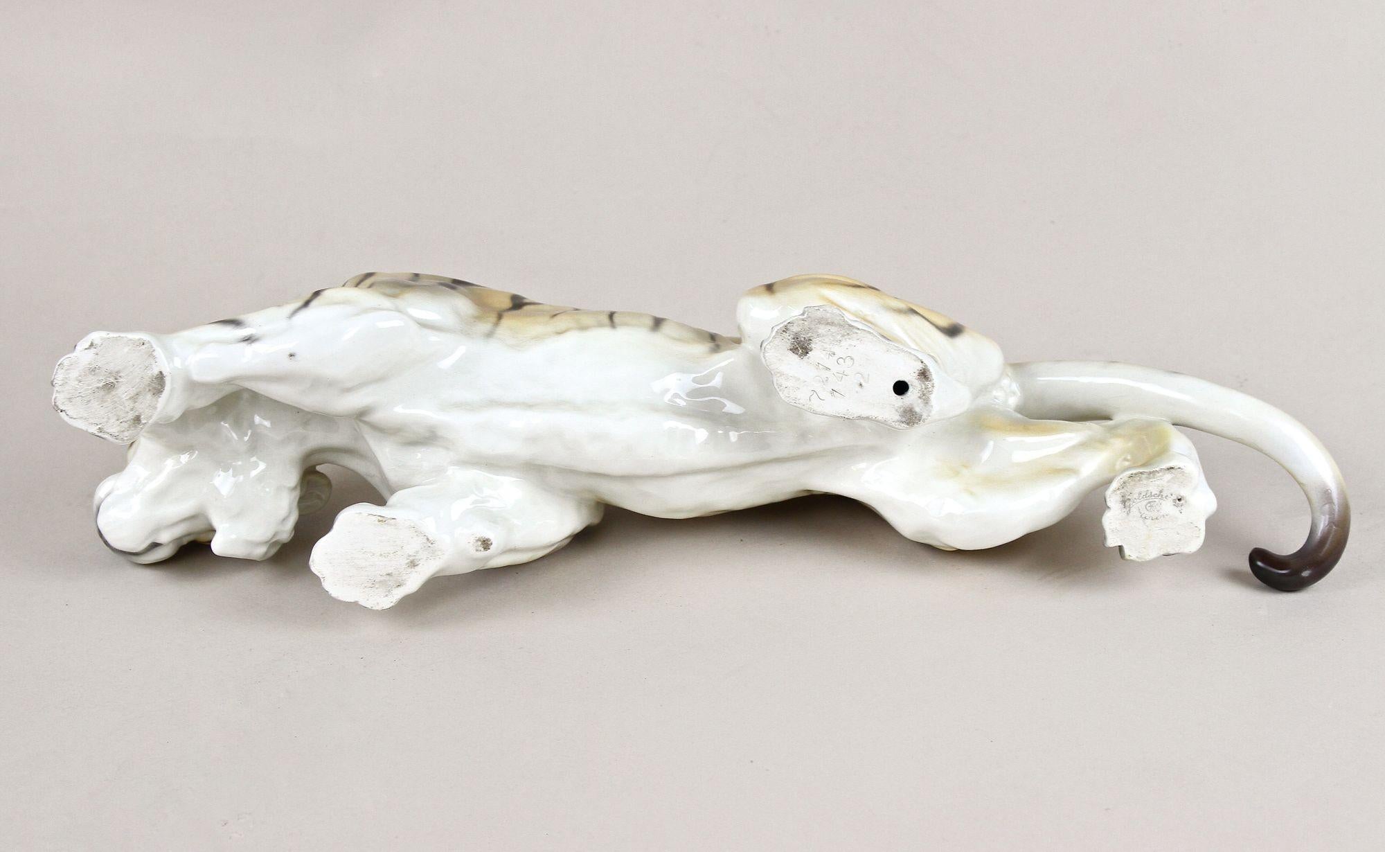 Goldscheider-Tigerfigur aus Keramik des 20. Jahrhunderts, gestempelt, Deutschland, ca. 1920 9