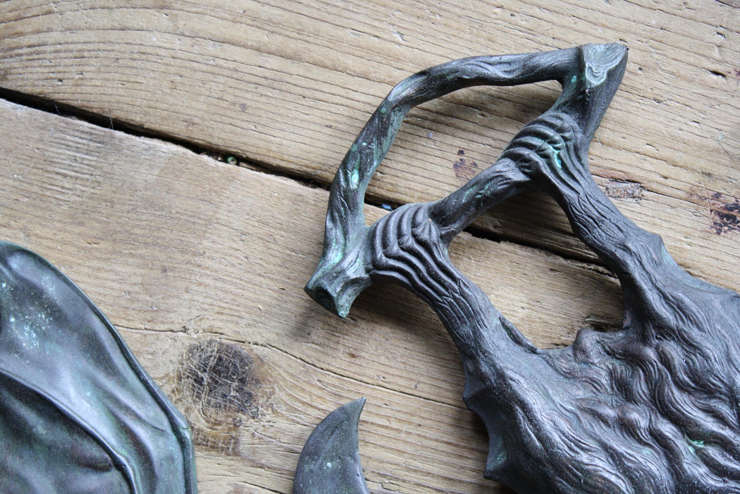 20th Century Gothic Bronze Bat Wall Sconces, After William Tonks for Liberty 3
