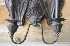 20th Century Gothic Bronze Bat Wall Sconces, After William Tonks for Liberty