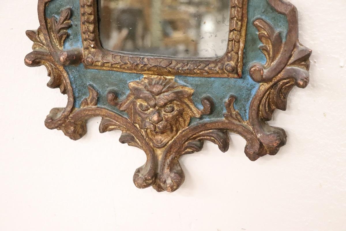 Poplar 20th Century Gothic Style Carved Wood Wall Mirror For Sale
