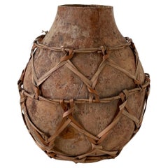 20th Century Gourd Vessel with Reed Weaving