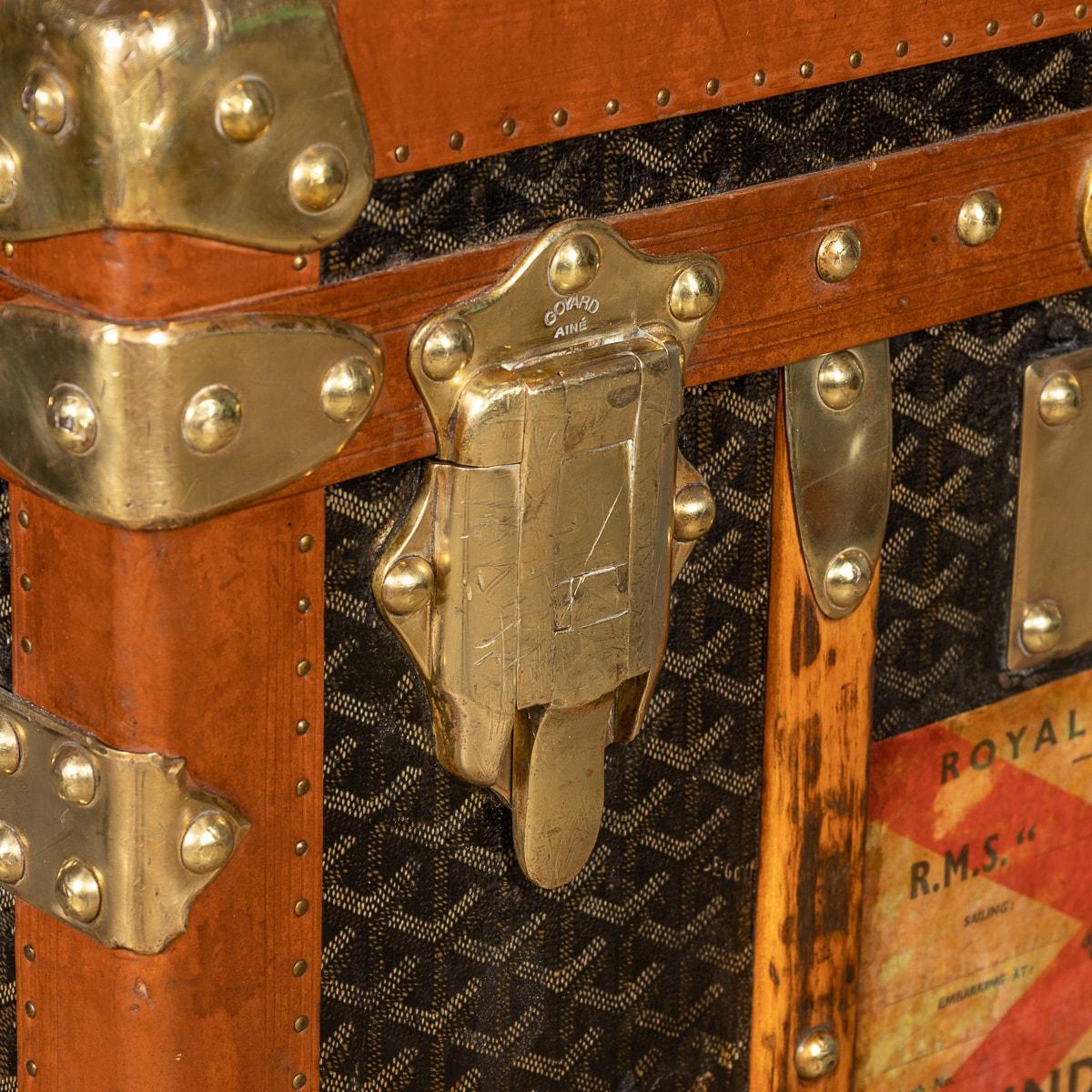 Baule a vapore Goyard del XX secolo con motivo Chevron, Parigi, 1920 ca. 13