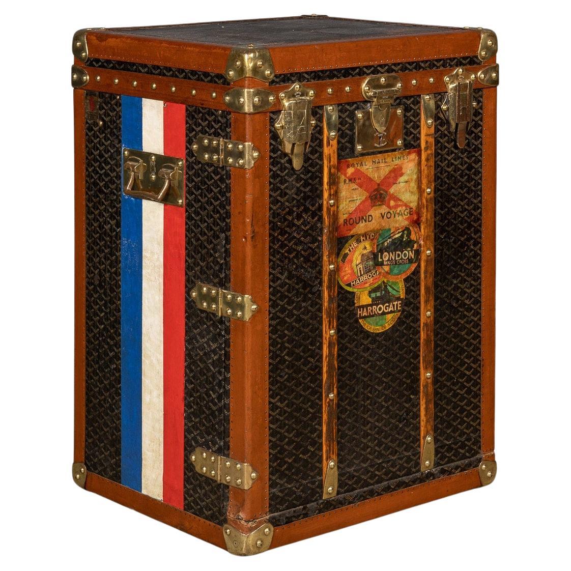 Goyard-Dampfertruhe des 20. Jahrhunderts mit Chevron-Muster, Paris, um 1920 im Angebot