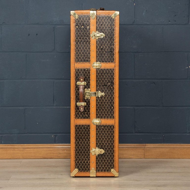 A large Goyard domed top wardrobe trunk in fabulous condition, completely original and with great character, opening to reveal a hanging compartment to the left and a set of drawers to the right hand side.

CONDITION
In Great Condition - wear as