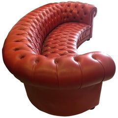 Ovaler Chesterfield-Schal aus rotem Leder des 20. Jahrhunderts, England