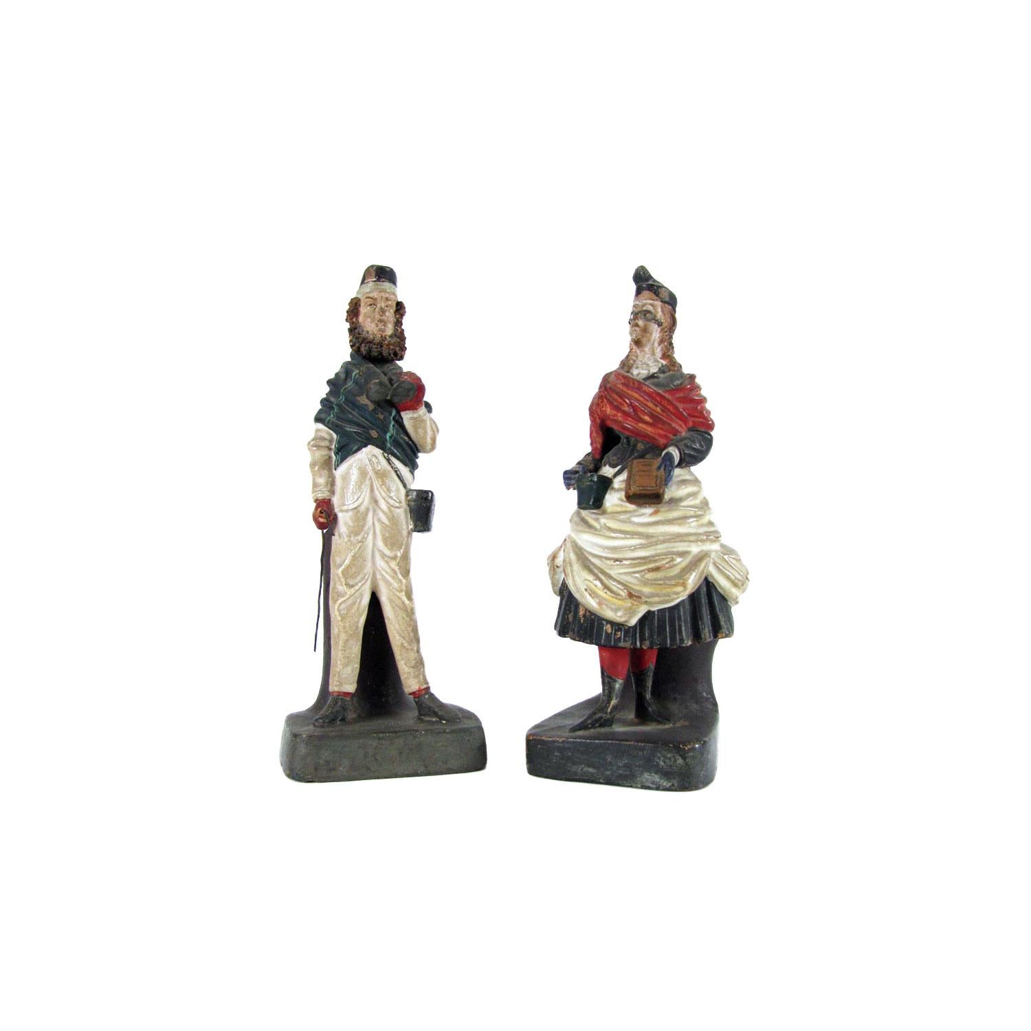 Hand-Painted 20th Century Grand Tour Pair of Italian Figurative Pen-Holders Desk Accessories For Sale