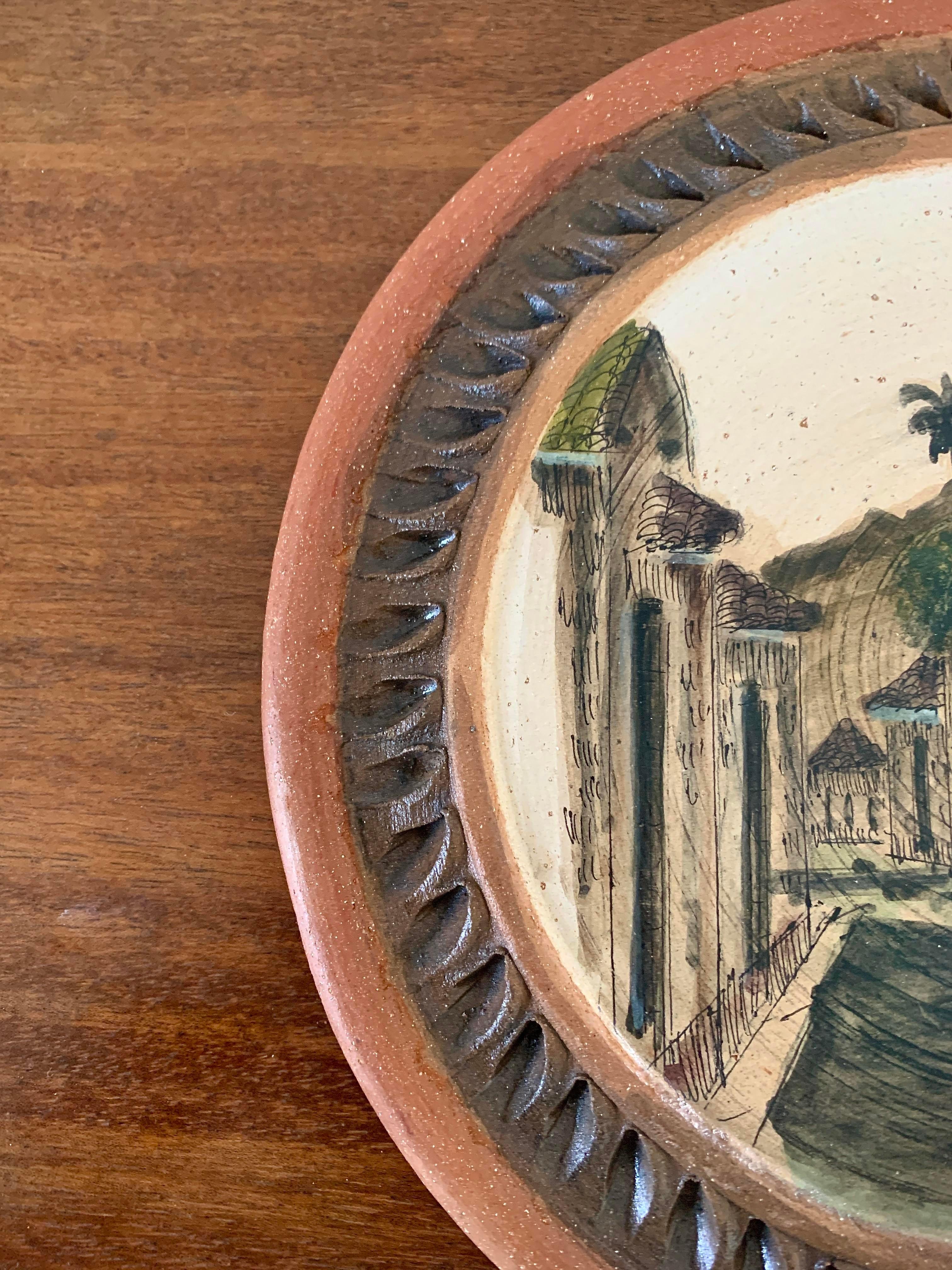 20th Century Grand Tour Style Painted Terracotta Wall Plate For Sale 1