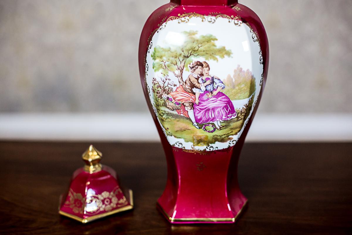 20th Century Grand Vase Depicting a Genre Scene/ Limoges Porcelain For Sale 5