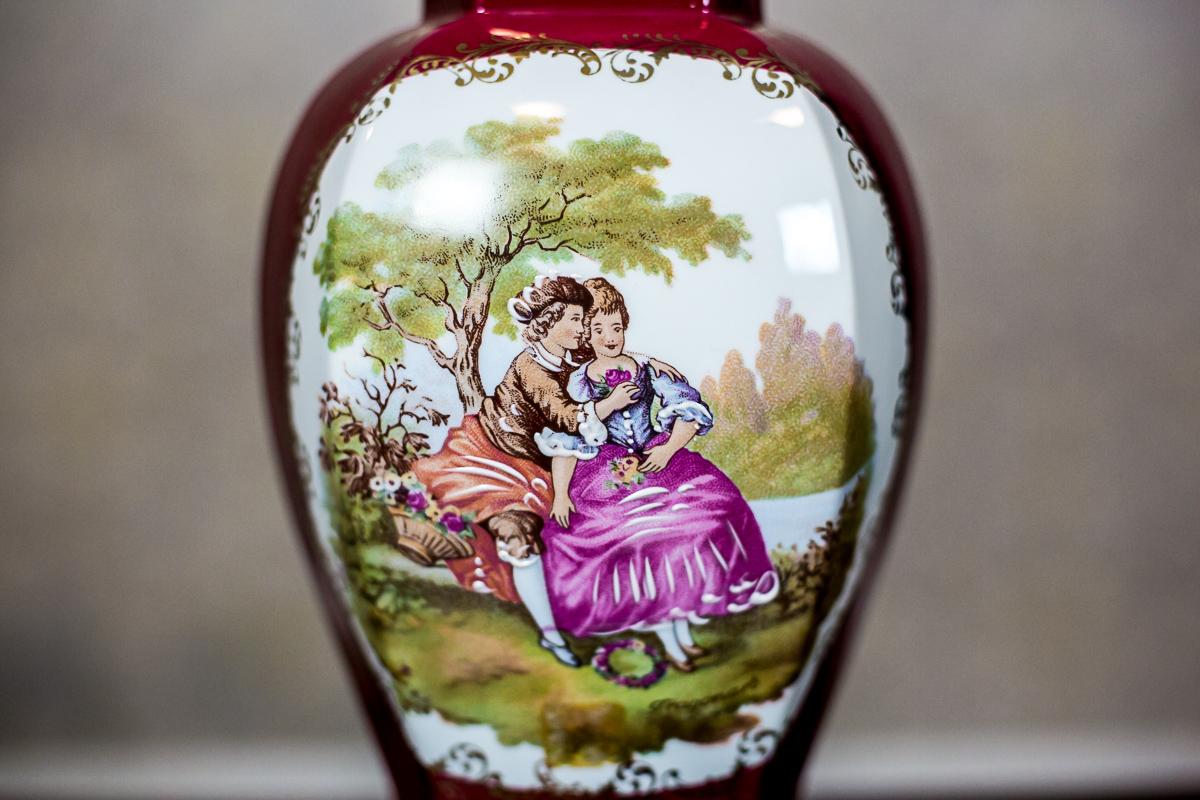 20th Century Grand Vase Depicting a Genre Scene/ Limoges Porcelain For Sale 1