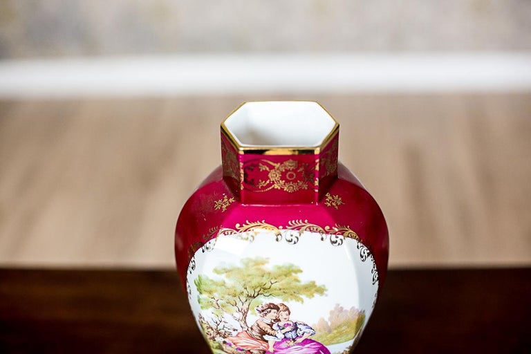 20th Century Grand Vase Depicting a Genre Scene/ Limoges Porcelain For