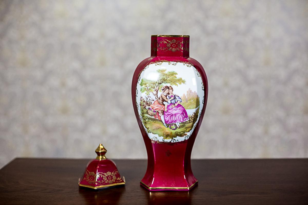 20th Century Grand Vase Depicting a Genre Scene/ Limoges Porcelain For Sale 4