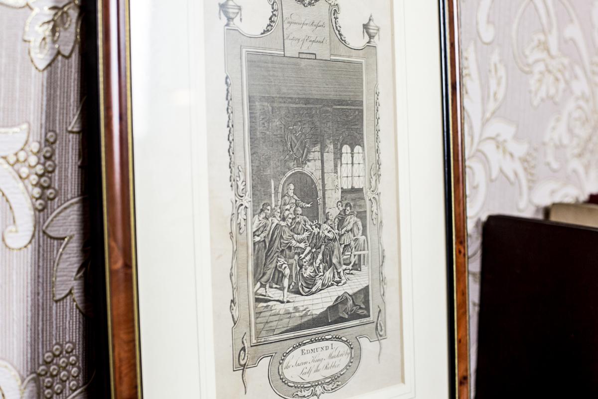 20th-Century Graphic – Russel's History of England, King Edmund i Murdered In Good Condition For Sale In Opole, PL