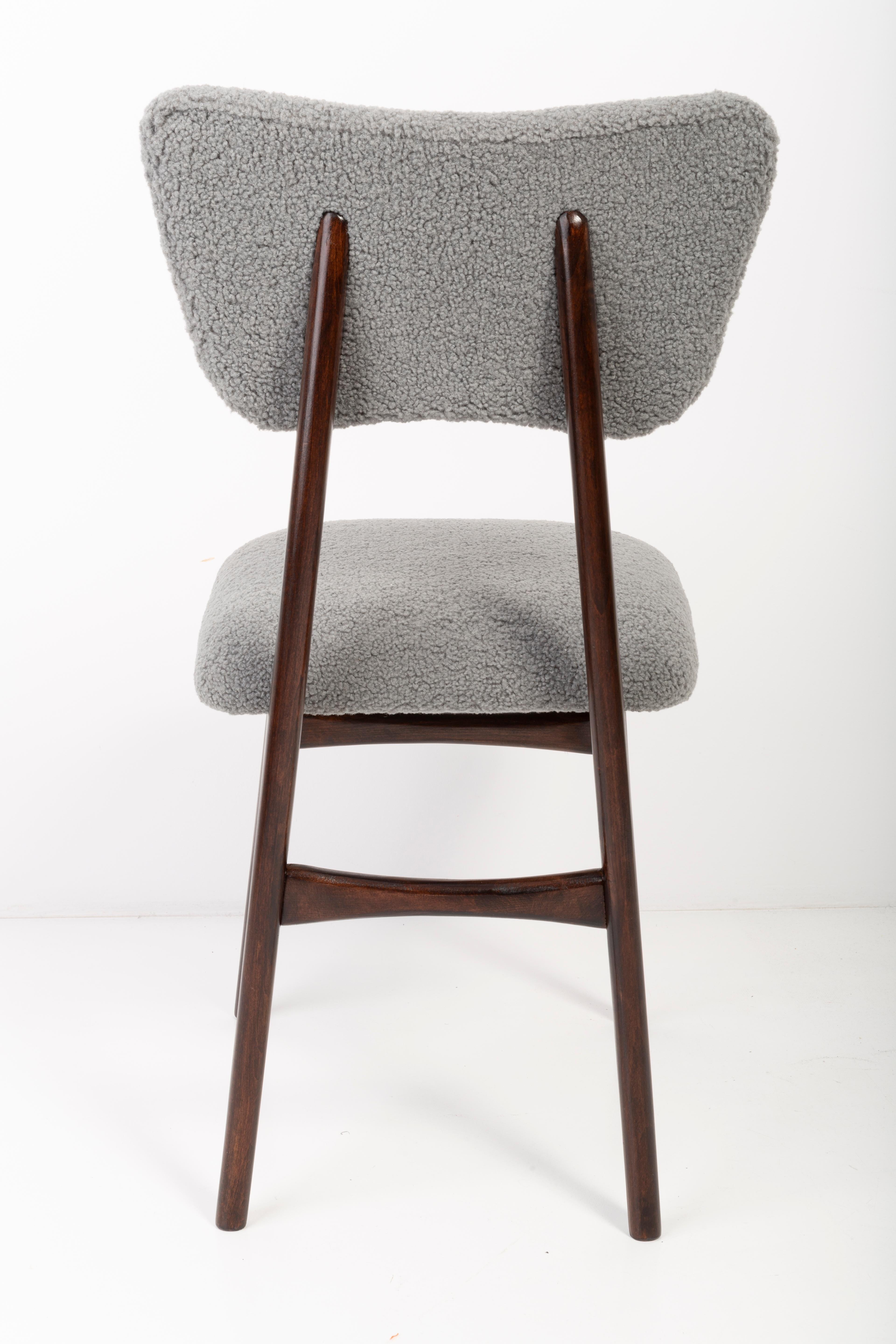Velvet 20th Century Gray Boucle Chair, 1960s For Sale