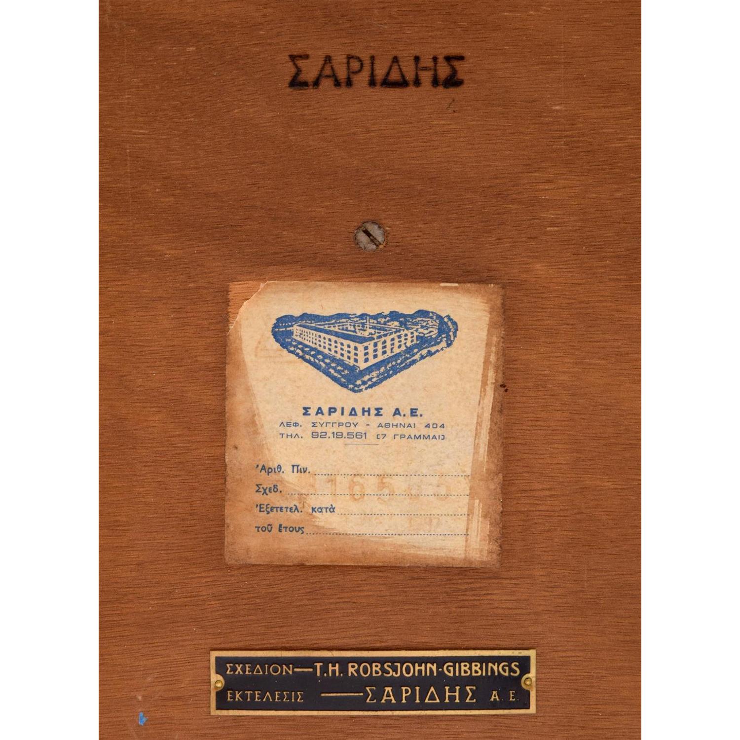 20th Century Greek Saridis Walnut, Brass Console Table by T.H. Robsjohn-Gibbings 12