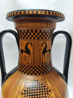 20th Century Greek Style Ceramic Hand Painted Vase Amphora