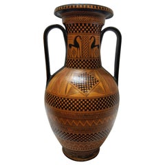 20th Century Greek Style Ceramic Hand Painted Vase Amphora