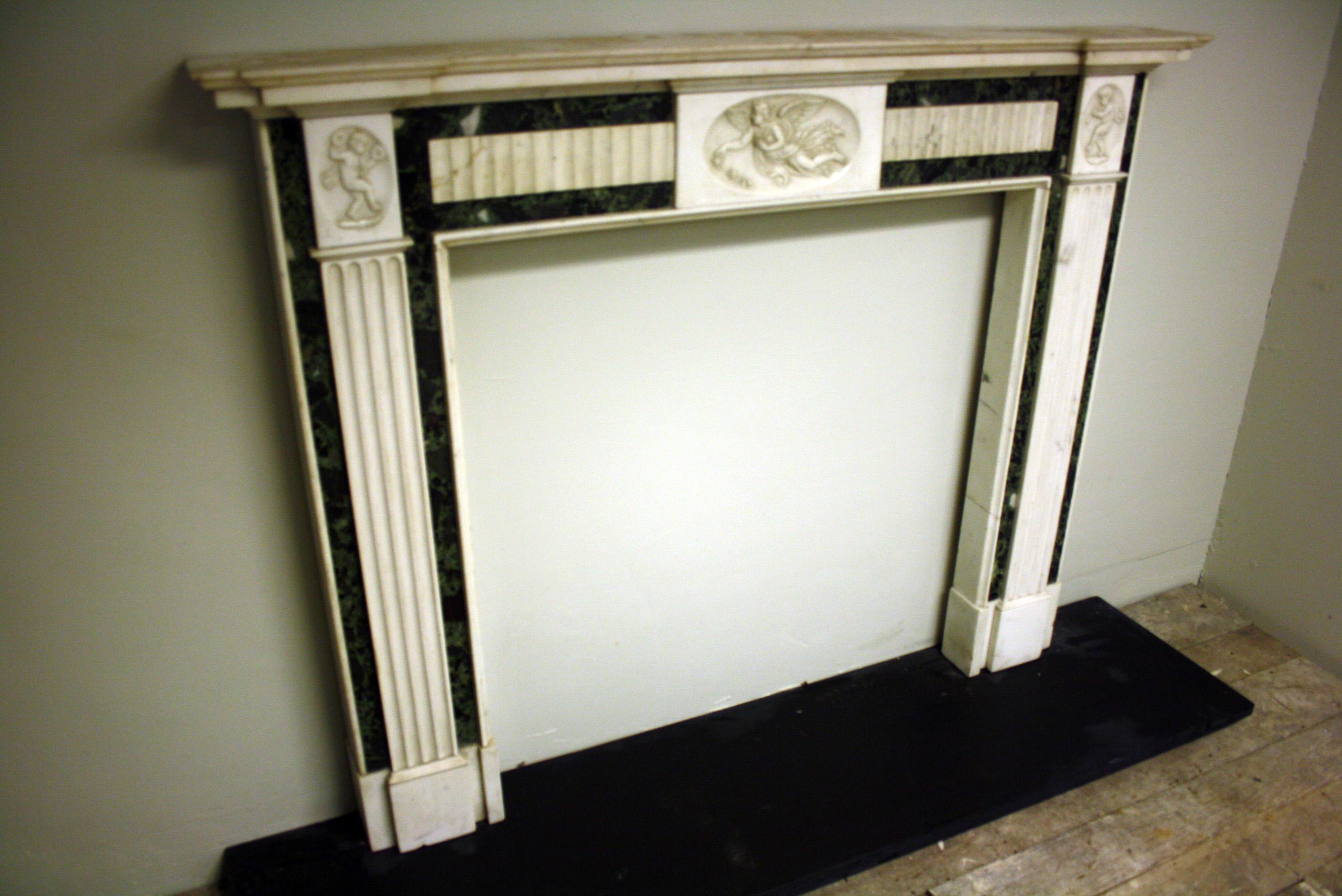 Other 20th Century Green and White Marble Chimney Piece For Sale