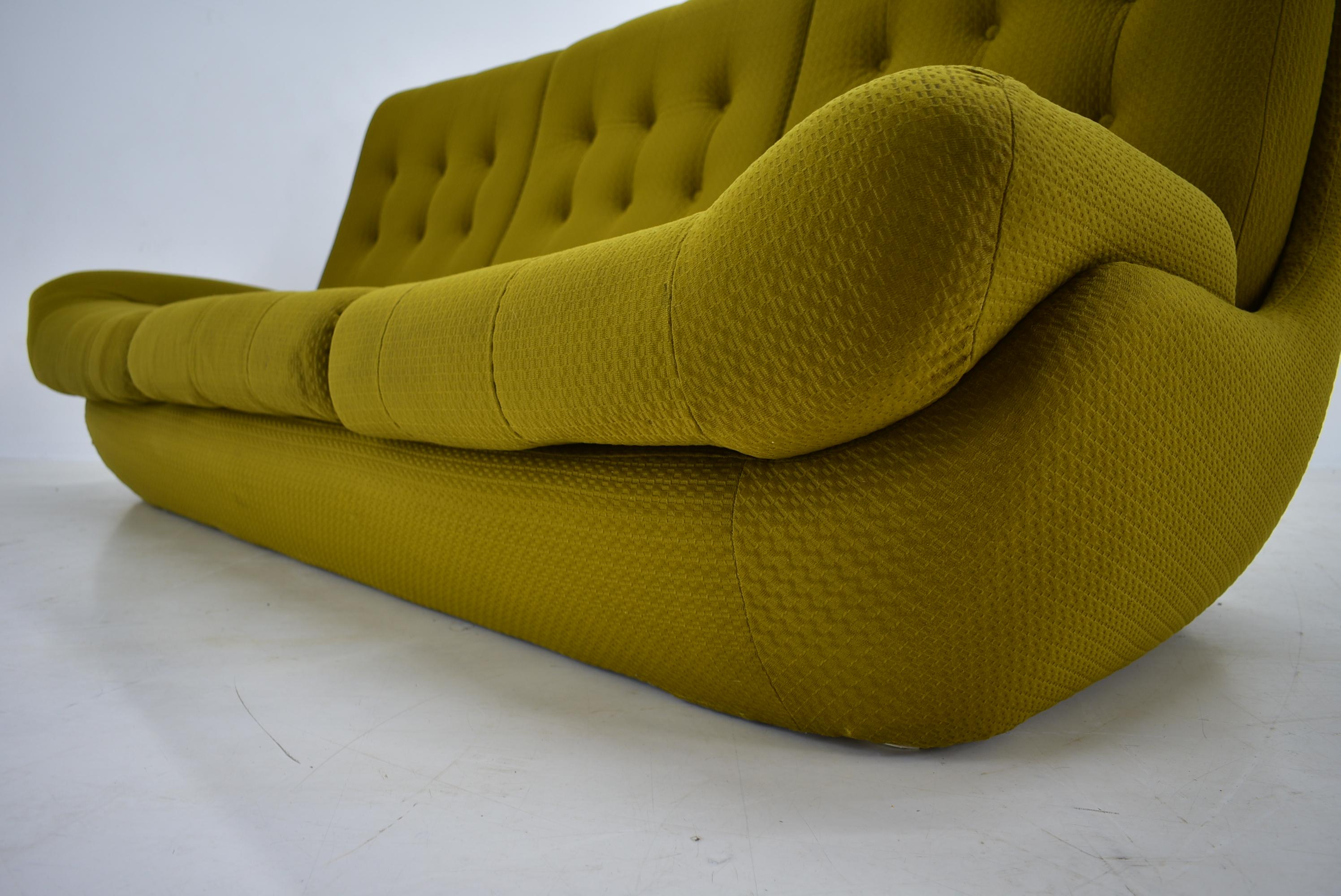 Czech 20th Century , Green  Atlantis Three seats Sofa, 1960s For Sale