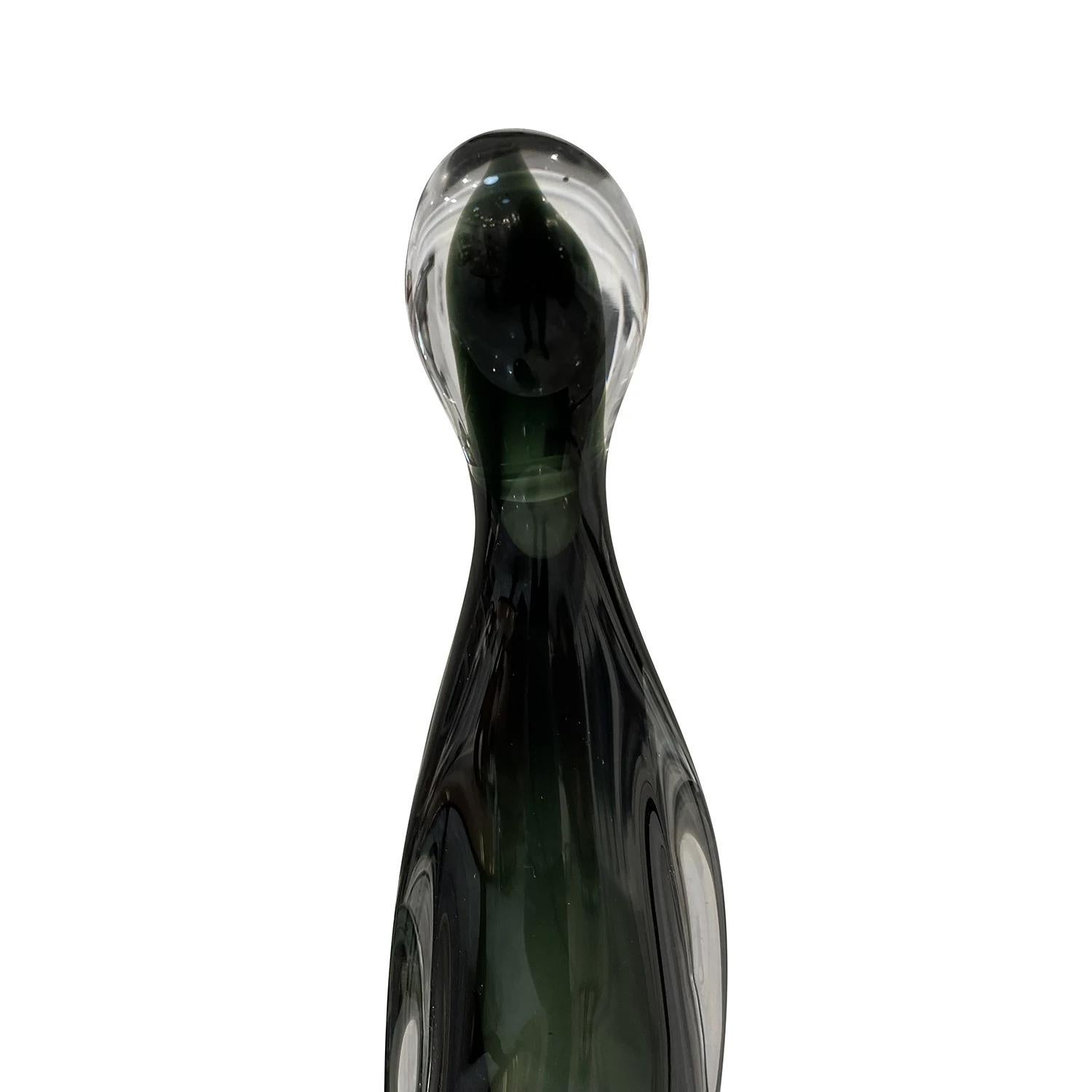 Grande sculpture italienne abstraite vintage en verre de Murano vert-noir du 20ème siècle Bon état - En vente à West Palm Beach, FL