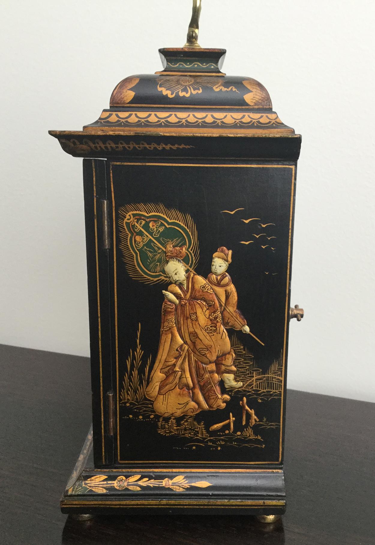 Wood Green Chinoiserie Georgian Style Mantel Clock by English Maker Astral