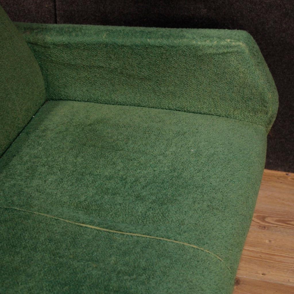 20th Century Green Fabric and Metal Italian Design Sofa, 1960 8