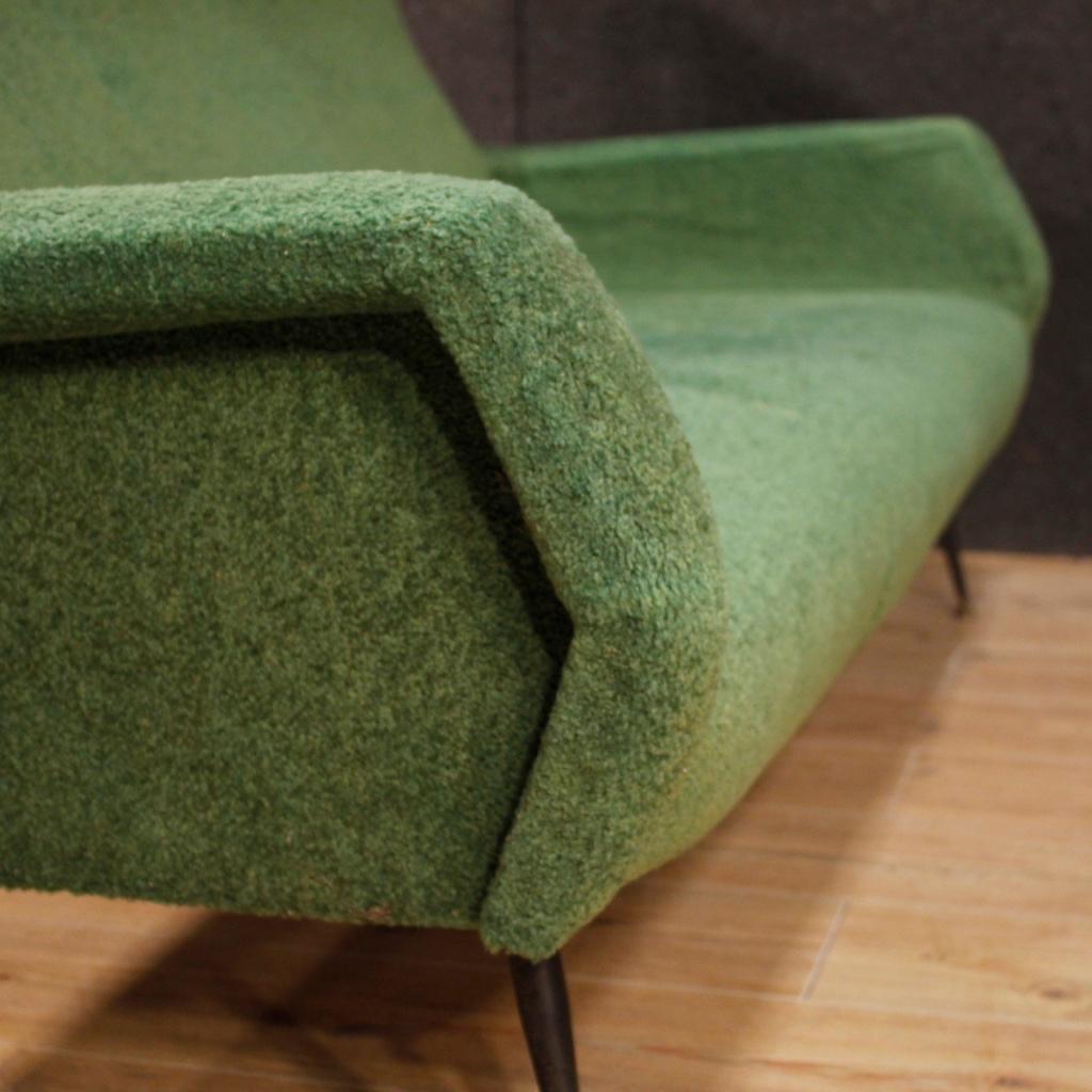 20th Century Green Fabric and Metal Italian Design Sofa, 1960 9