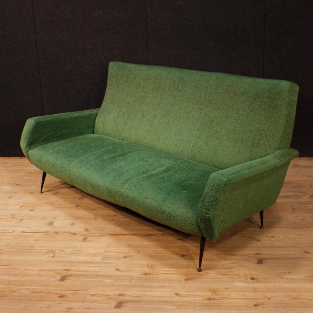20th Century Green Fabric and Metal Italian Design Sofa, 1960 1