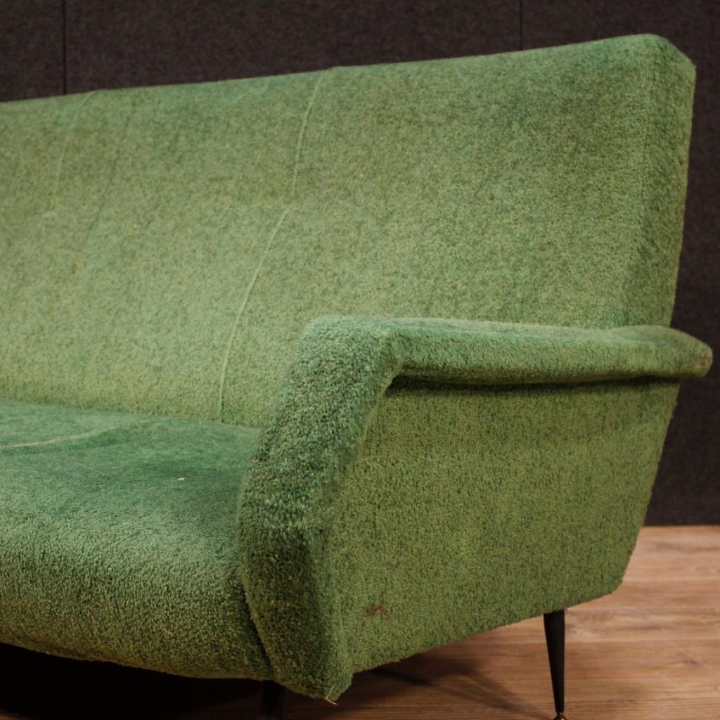 20th Century Green Fabric and Metal Italian Design Sofa, 1960 2