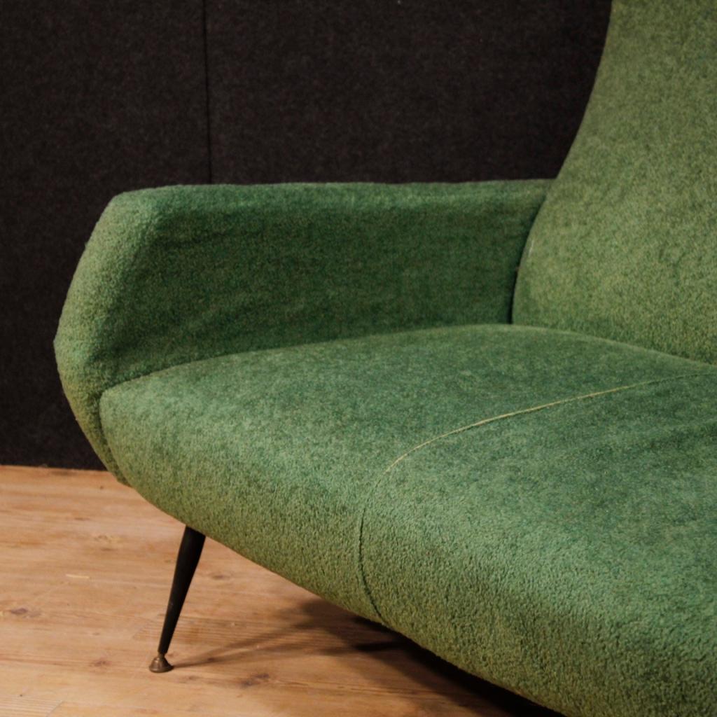 20th Century Green Fabric and Metal Italian Design Sofa, 1960 3