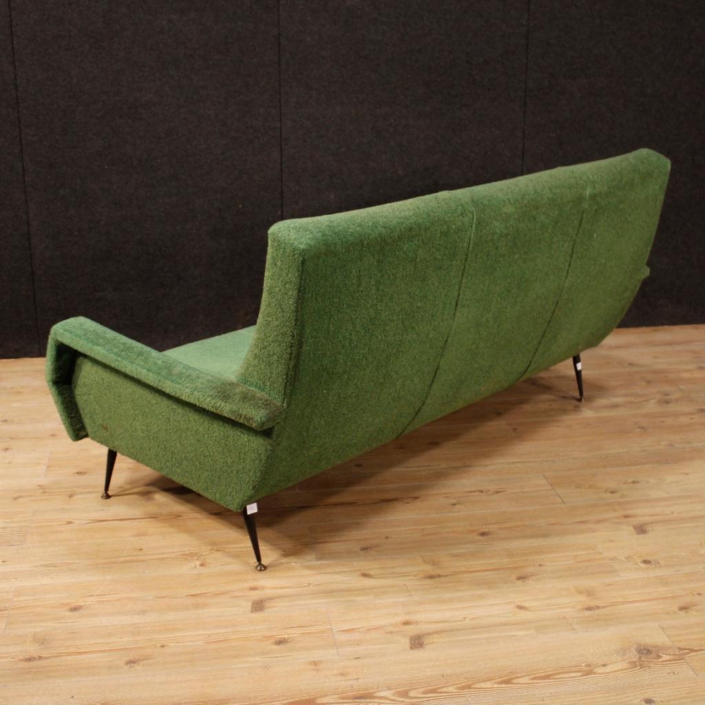 20th Century Green Fabric and Metal Italian Design Sofa, 1960 4