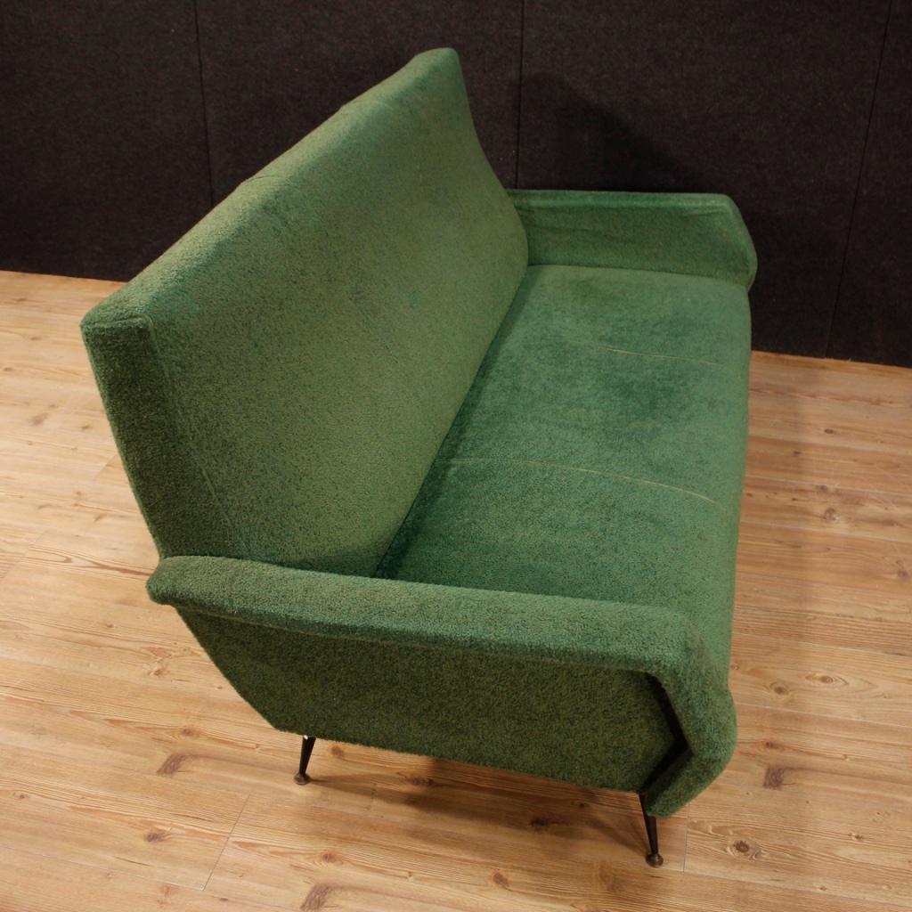 20th Century Green Fabric and Metal Italian Design Sofa, 1960 6