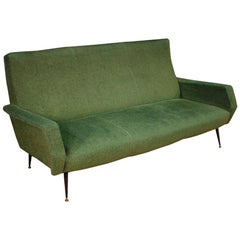 20th Century Green Fabric and Metal Italian Design Sofa, 1960