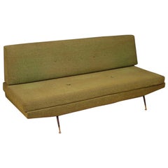20th Century Green Fabric Italian Design Zanuso Style Sofa, 1950