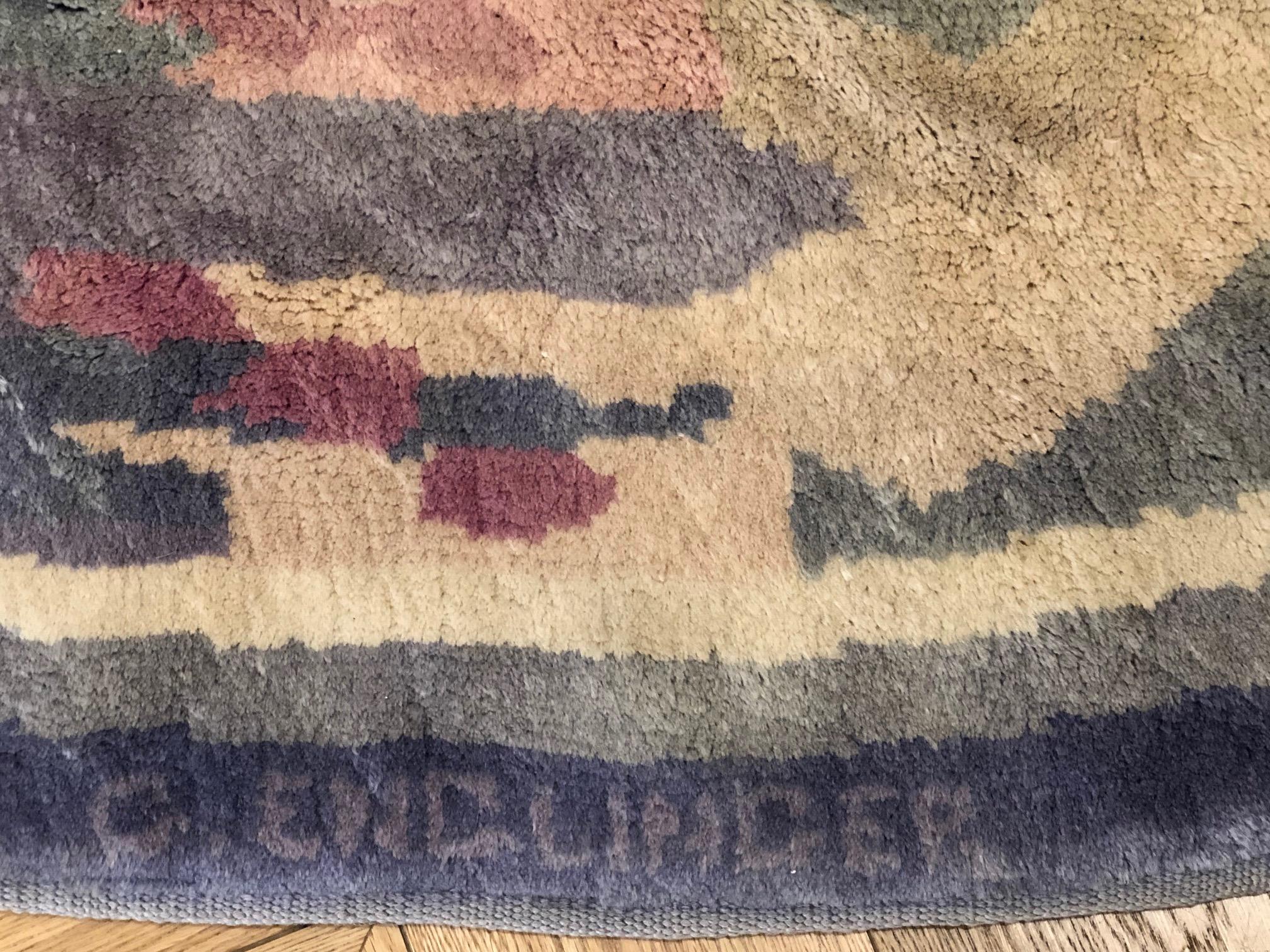 Savonerie carpet made by designer Gabriel Englinger (1898–1983) representative of the model of aesthetic taste that spread in Europe and the United States between the “roaring Twenties” and the thirties of the 20th century. The Déco style,