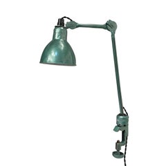 20th Century Green French Industrial Metal Work Lamp - Vintage Office Light
