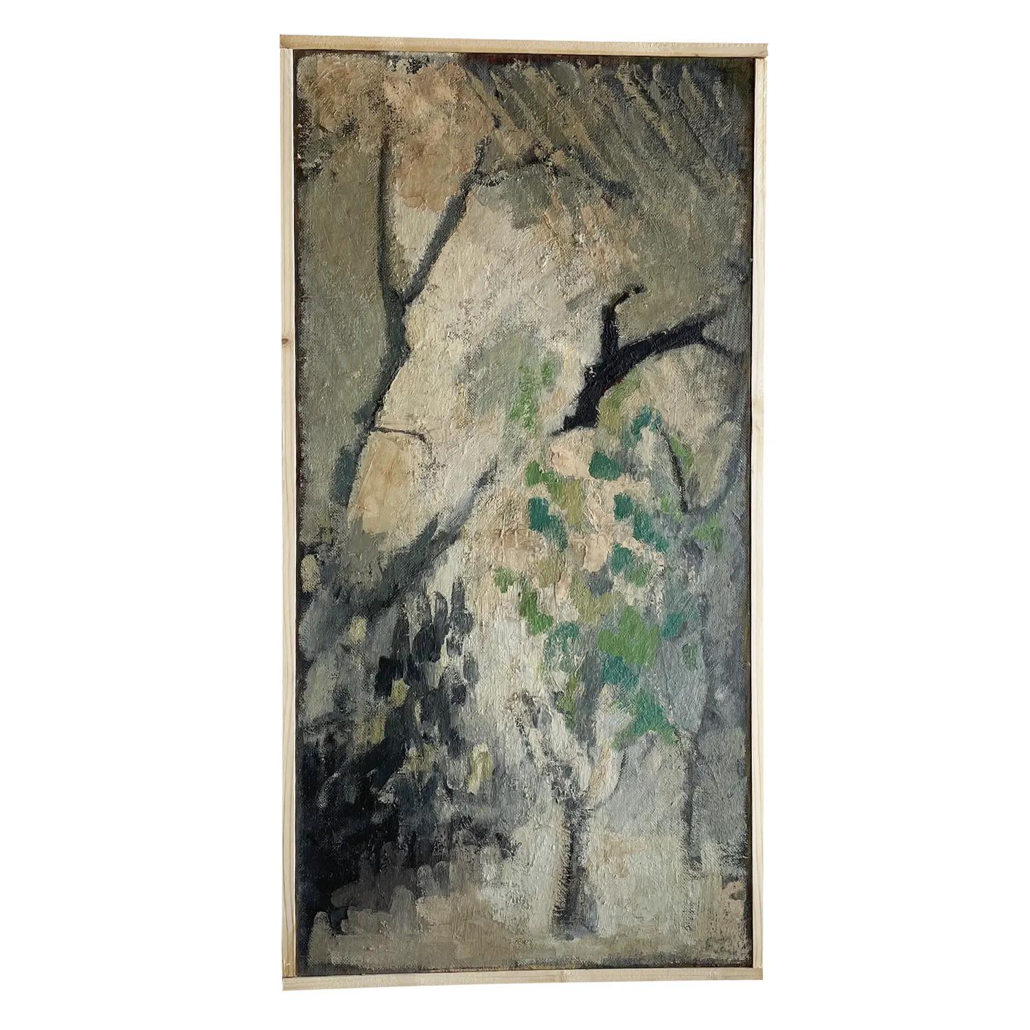 Français Paysage vert français du 20ème siècle, peinture à l'huile Udile de Daniel Clesse en vente