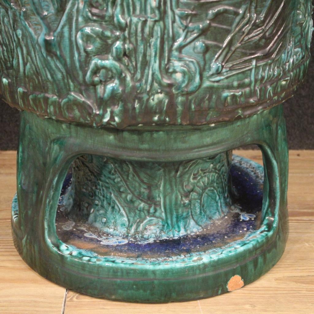 20th Century Green Glazed Terracotta Italian Vase, 1970 For Sale 8