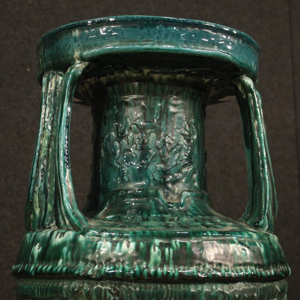 20th Century Green Glazed Terracotta Italian Vase, 1970 For Sale 4