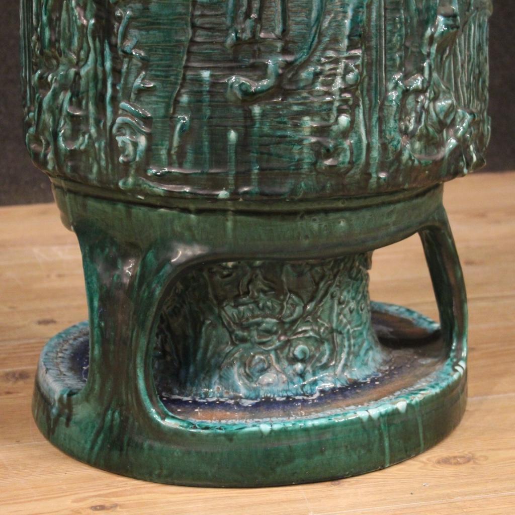 20th Century Green Glazed Terracotta Italian Vase, 1970 For Sale 6