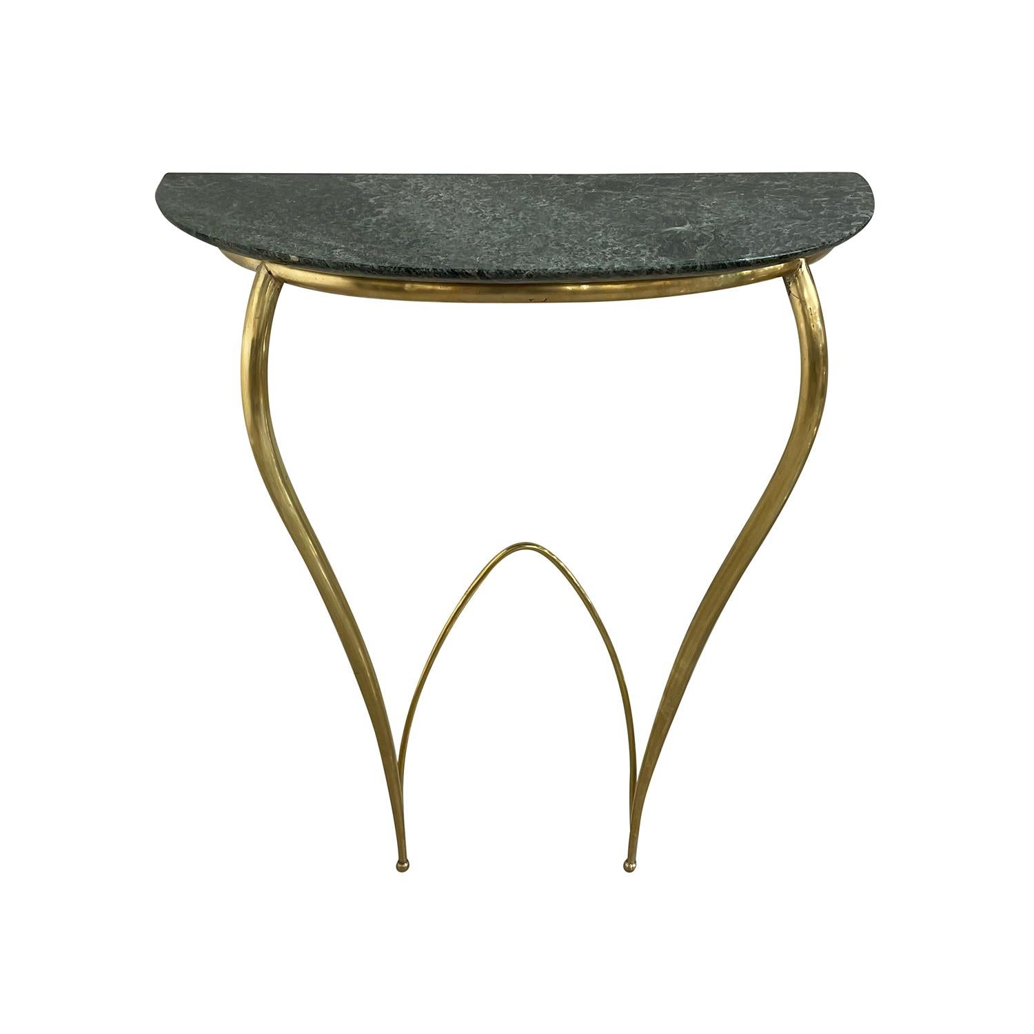 Polished 20th Century Green Italian Pair of Marble Console Tables by Carlo Enrico Rava