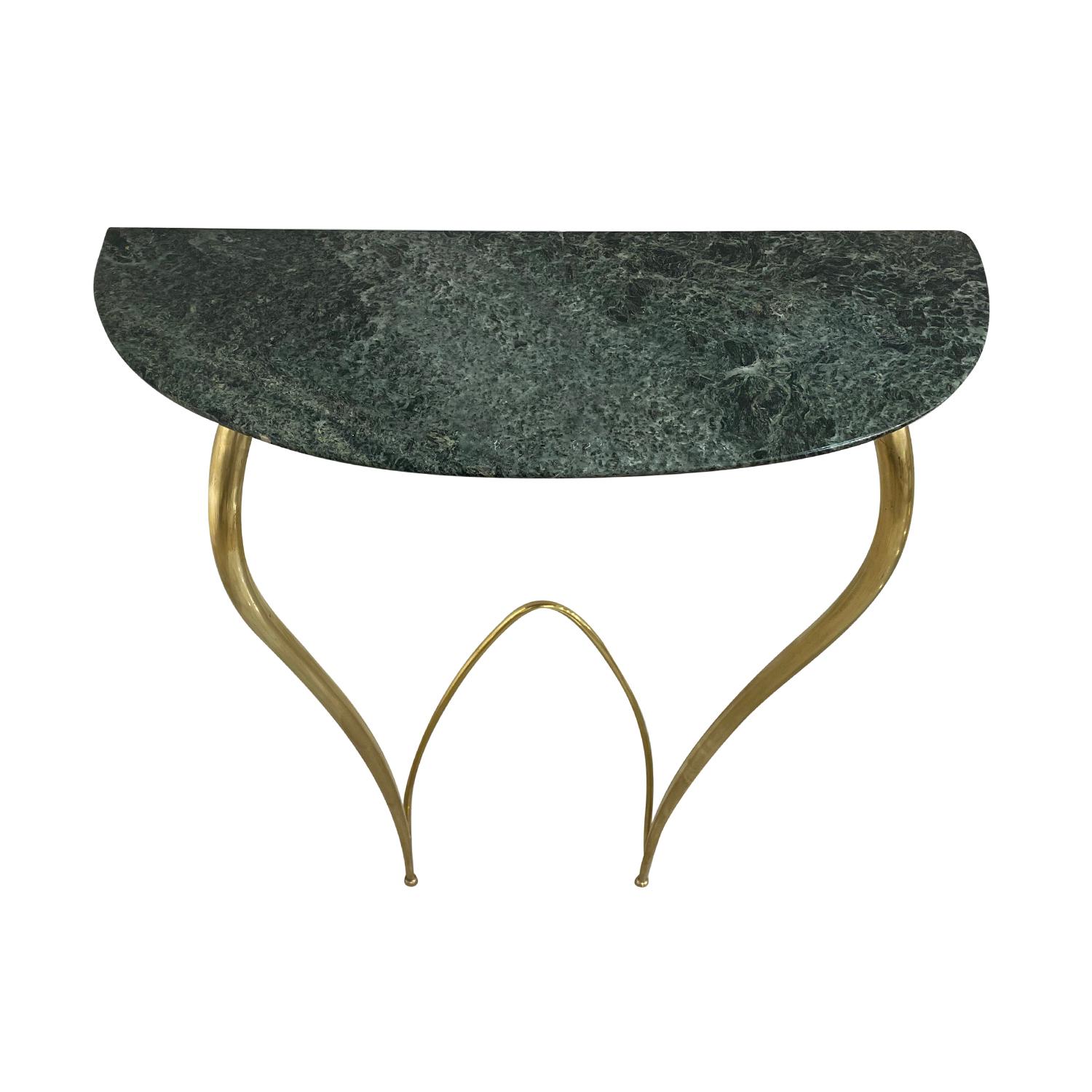 20th Century Green Italian Pair of Marble Console Tables by Carlo Enrico Rava In Good Condition In West Palm Beach, FL